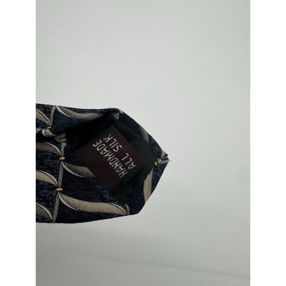 Umberto Bossi Silk Tie Blue Geometric Italy Roma Milano Classic Necktie